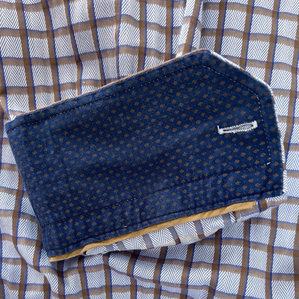 LUCHIANO VISCONTI Plaid Dress Shirt sz M Button Up Flip Cuff Business Casual - Picture 9 of 12